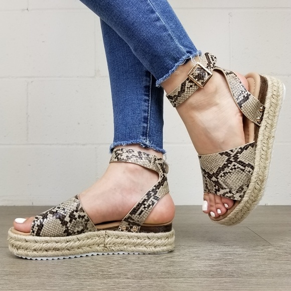 Shoes - Python Snake Espadrille Platform Comfort Sandal